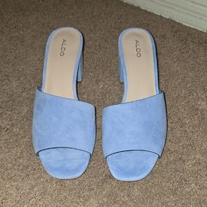 Aldo Light Blue Suede Mules